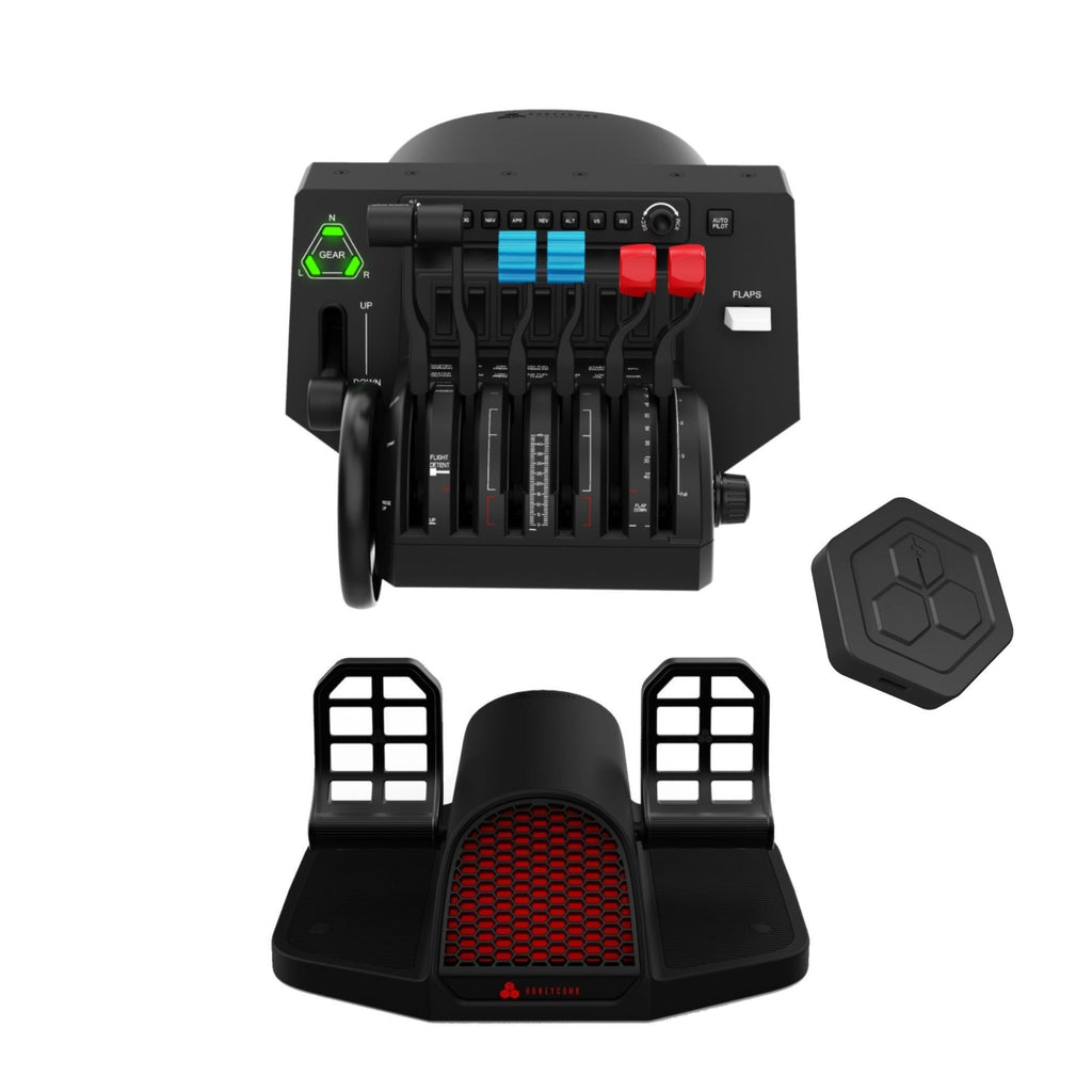 Honeycomb Bravo Throttle Quadrant with Charlie Rudder Pedals and Xbox Hub Bundle