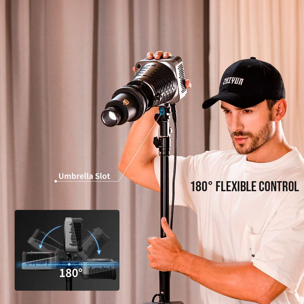 Zhiyun MOLUS G200 Bi-Color LED Monolight with 3-Section Light Stand Bundle