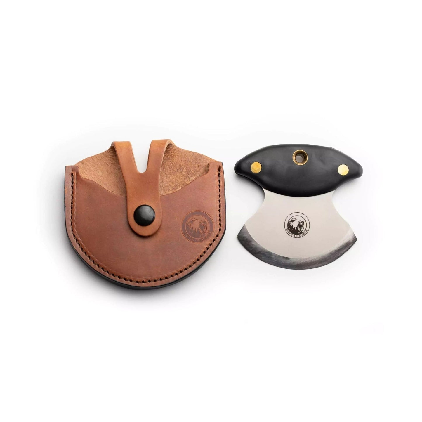 Knives of Alaska Magnum Ulu Knife - D2 High Carbon Steel with Leather Sheath