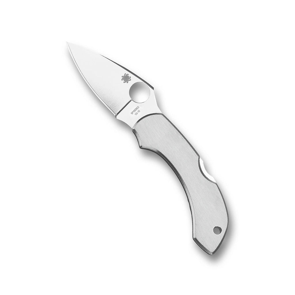 Spyderco Dragonfly Folding Knife - VG-10 PlainEdge Blade, Stainless Steel Handle, Back Lock
