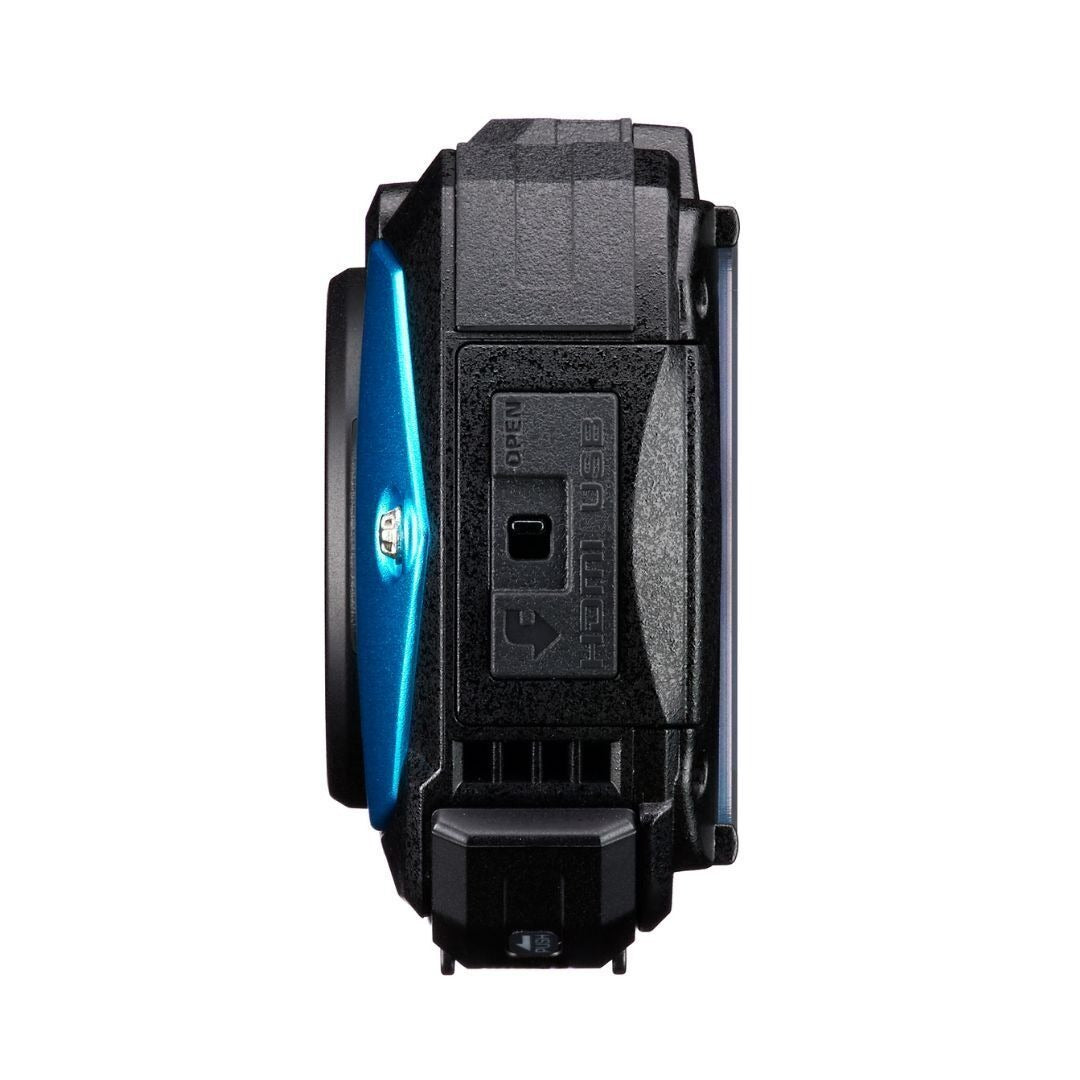 PENTAX WG-90 Compact Camera, Blue w. Accessory Cleaning Kit Bag and SanDisk 64GB Ultra SDXC UHS-I Memory Card