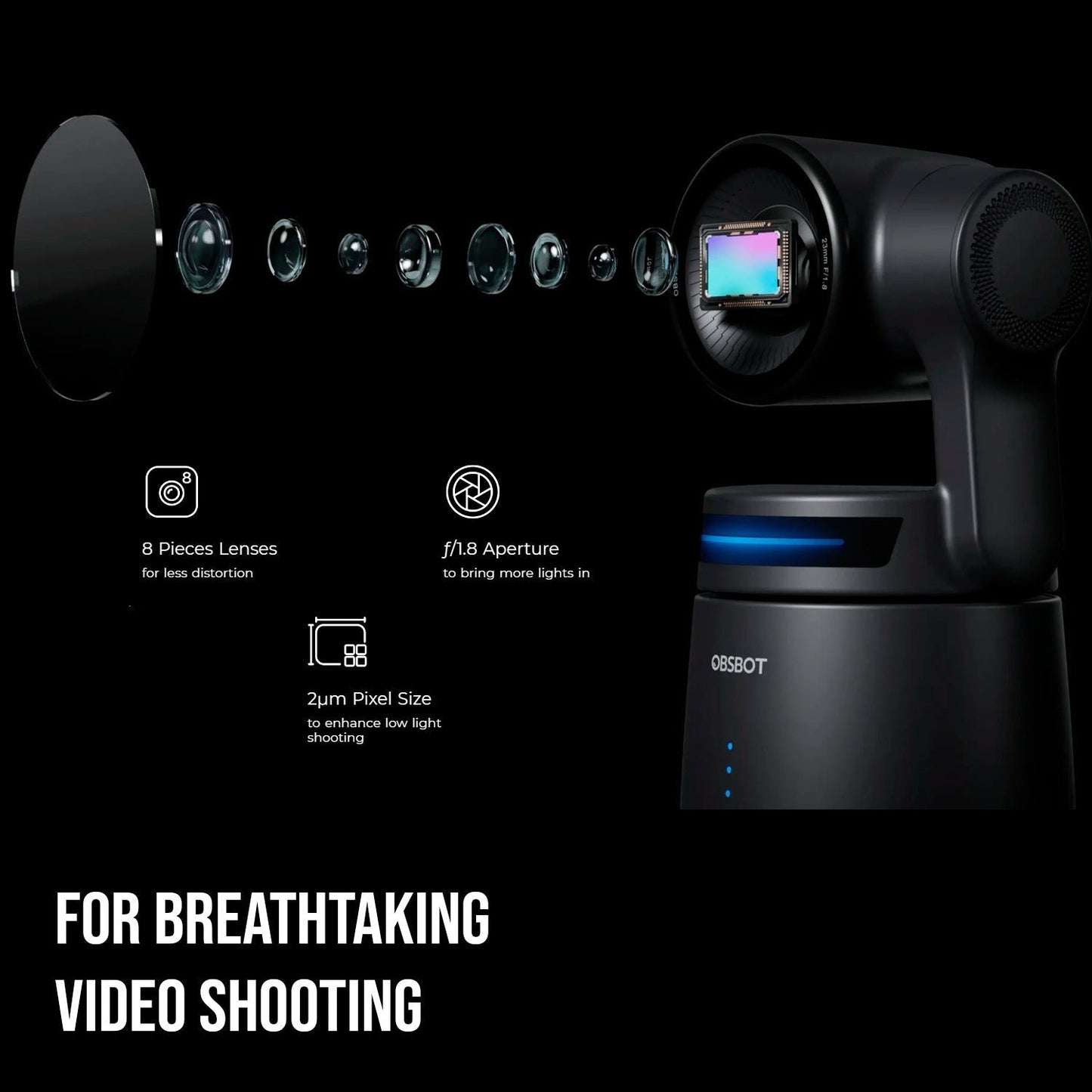 OBSBOT Tail Air AI-Powered 4K PTZ Streaming Camera (Black) with Smart Remote Controller Bundle