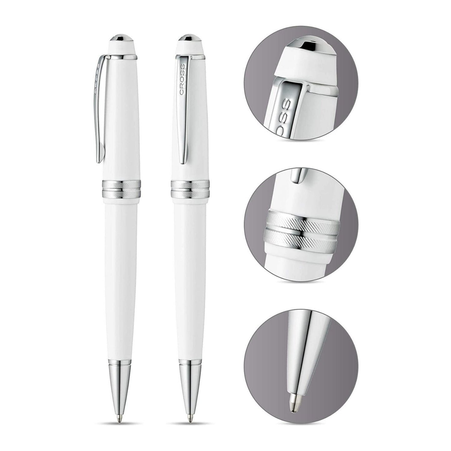 Cross Bailey Light Polished Resin Refillable Medium Ballpoint Pen with Gift Box (Glossy White)
