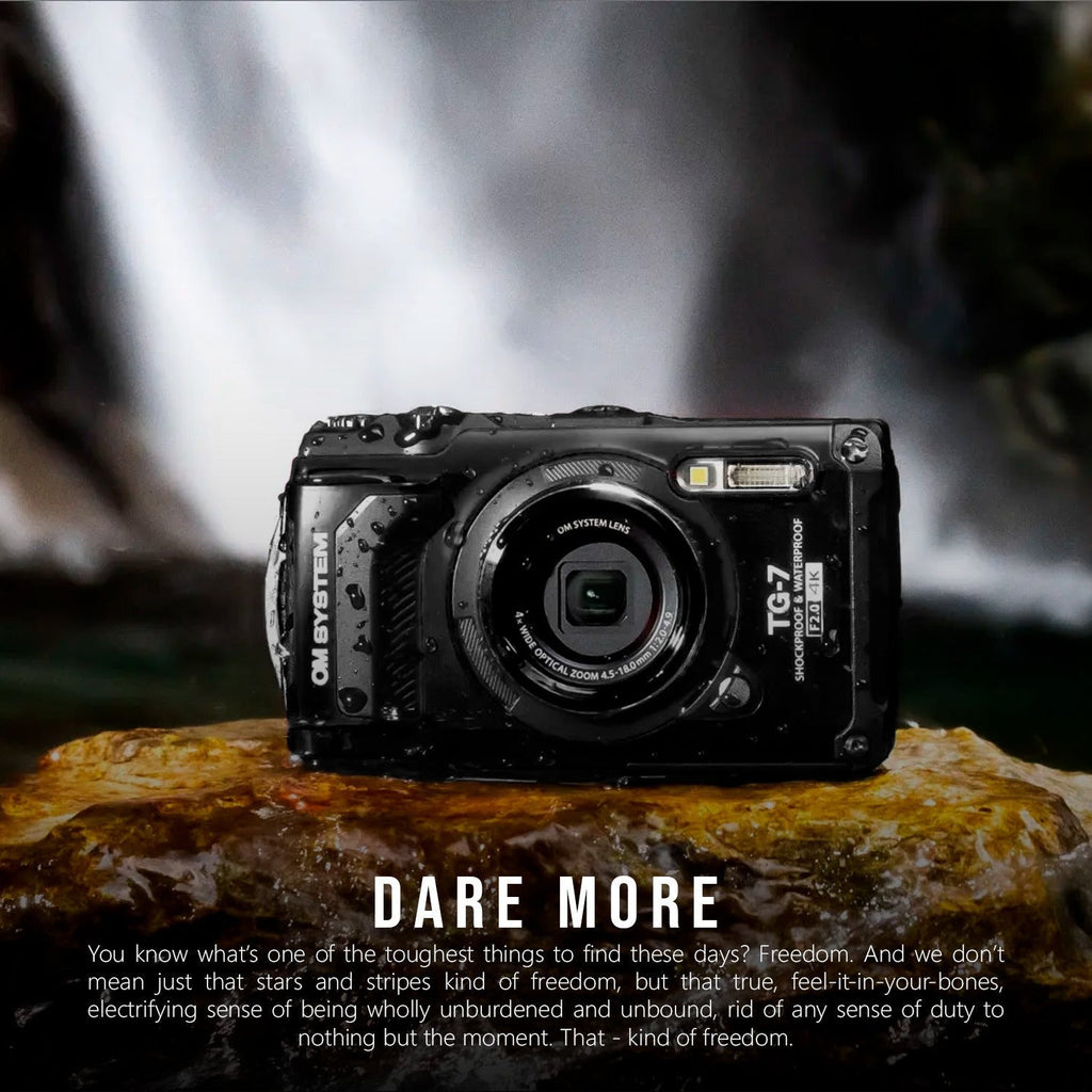OM SYSTEM Tough TG-7 Digital Camera (Black) Bundle with 128GB Memory Card, Battery and Accessories