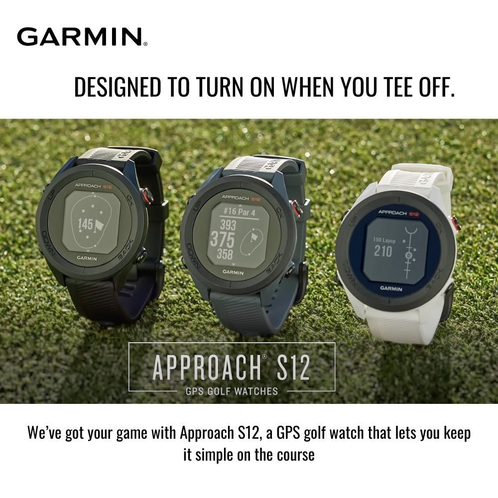 Garmin Approach S12 Golf Watch (Black) and Focus Camera Portable Charger Stand Bundle