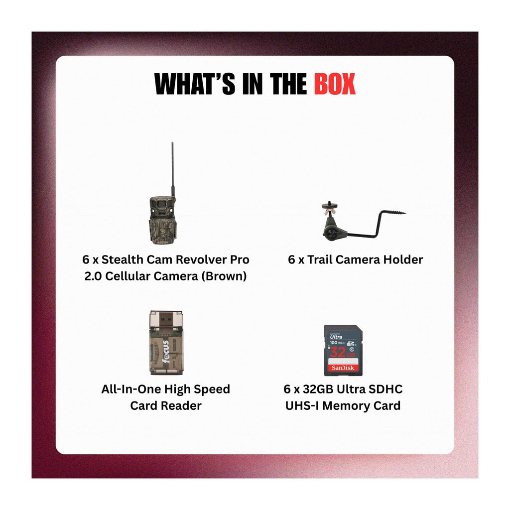 Stealth Cam Revolver Pro 2.0 40MP 360 Degree Cellular Camera (Brown) Bundle