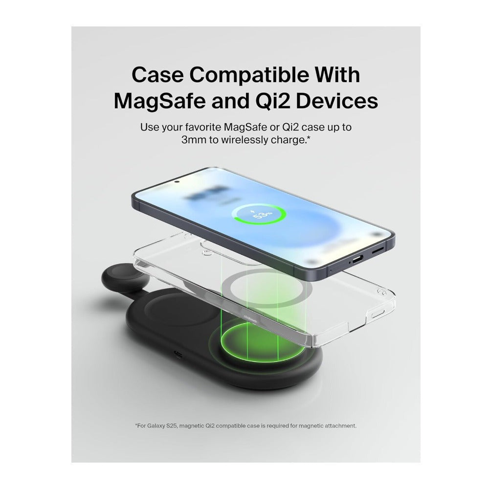 Belkin BoostCharge Pro 2-in-1 Magnetic Wireless Charging Pad with Qi2 (Black)
