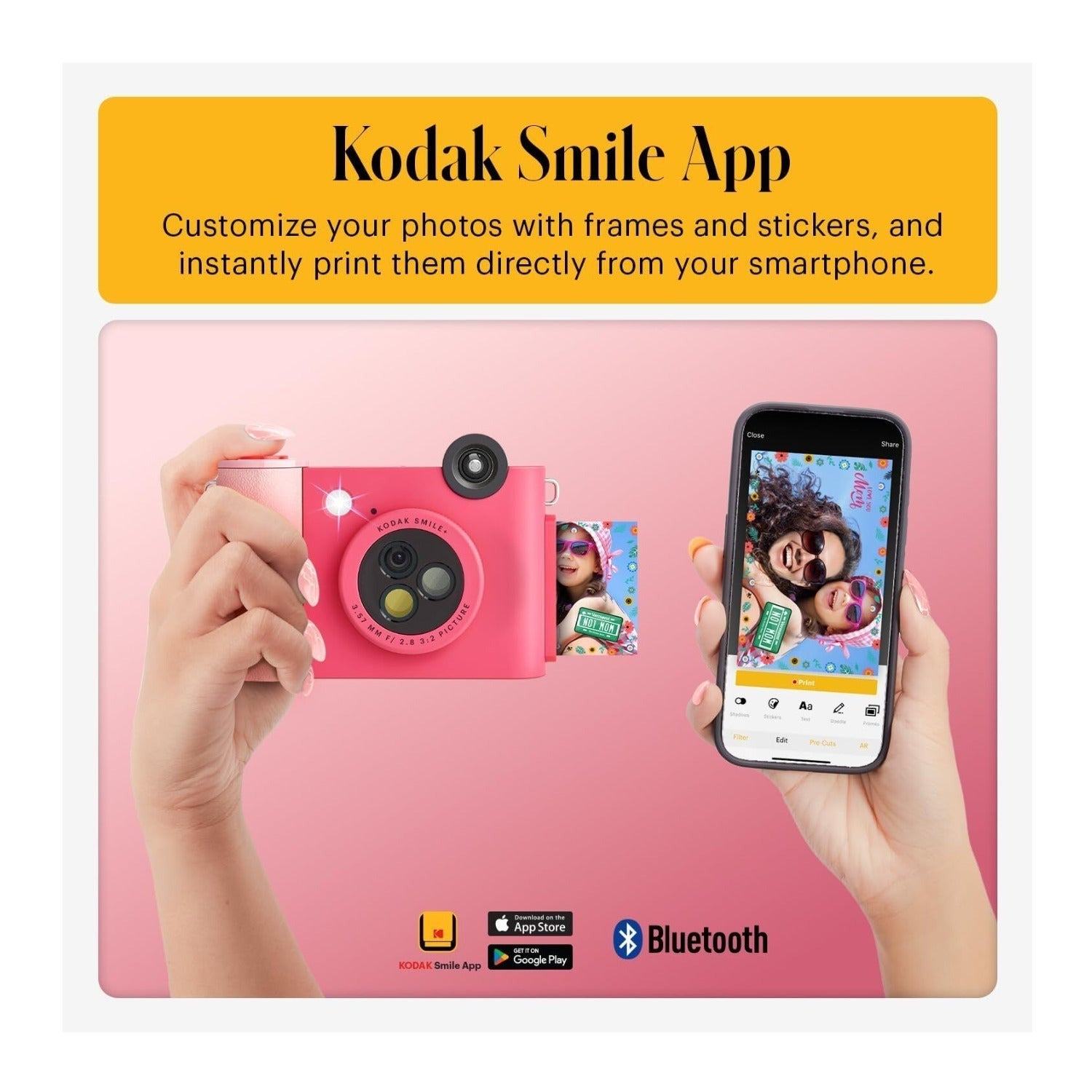 KODAK Smile+ Digital Instant Print Camera with Effect-changing Lens (Fuschia)