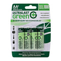 Ultralast Green Everyday Precharged 2100mAh 1.2V NiMH Rechargeable AA Battery for Clock (4-Pack)