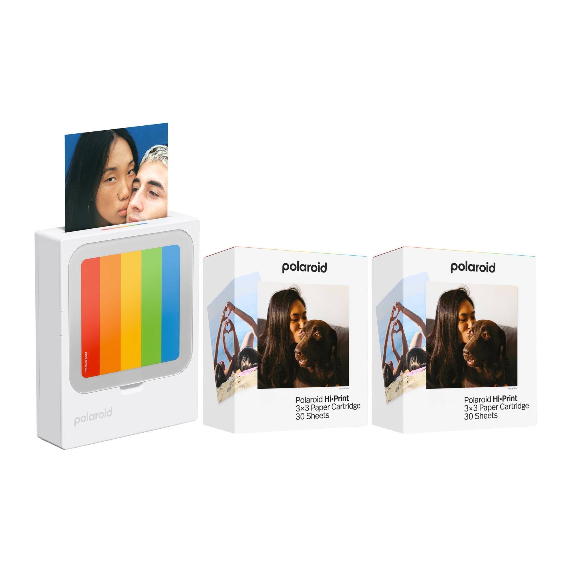 Polaroid HiPrint 3x3 Pocket Photo Printer White with 60-Sheet Paper Cartridges