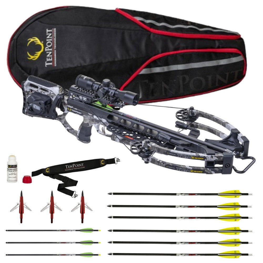 TenPoint Titan X Decock 400 FPS Forward Draw Crossbow (Vektra) Bundle with Accessories