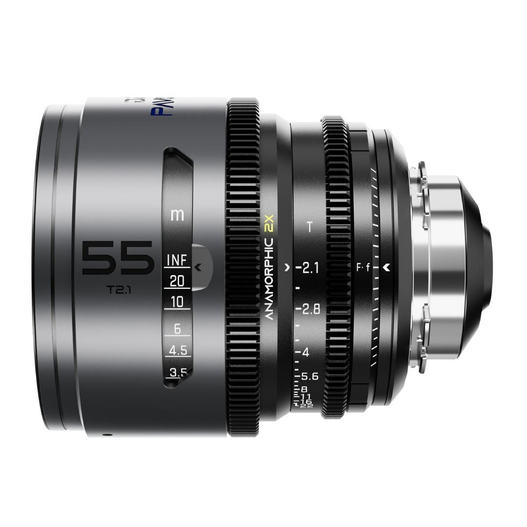 DZOFilm PAVO 55mm Anamorphic 2x T2.1 Blue Coating and PL or EF Mount Lens (Space Gray and Black)
