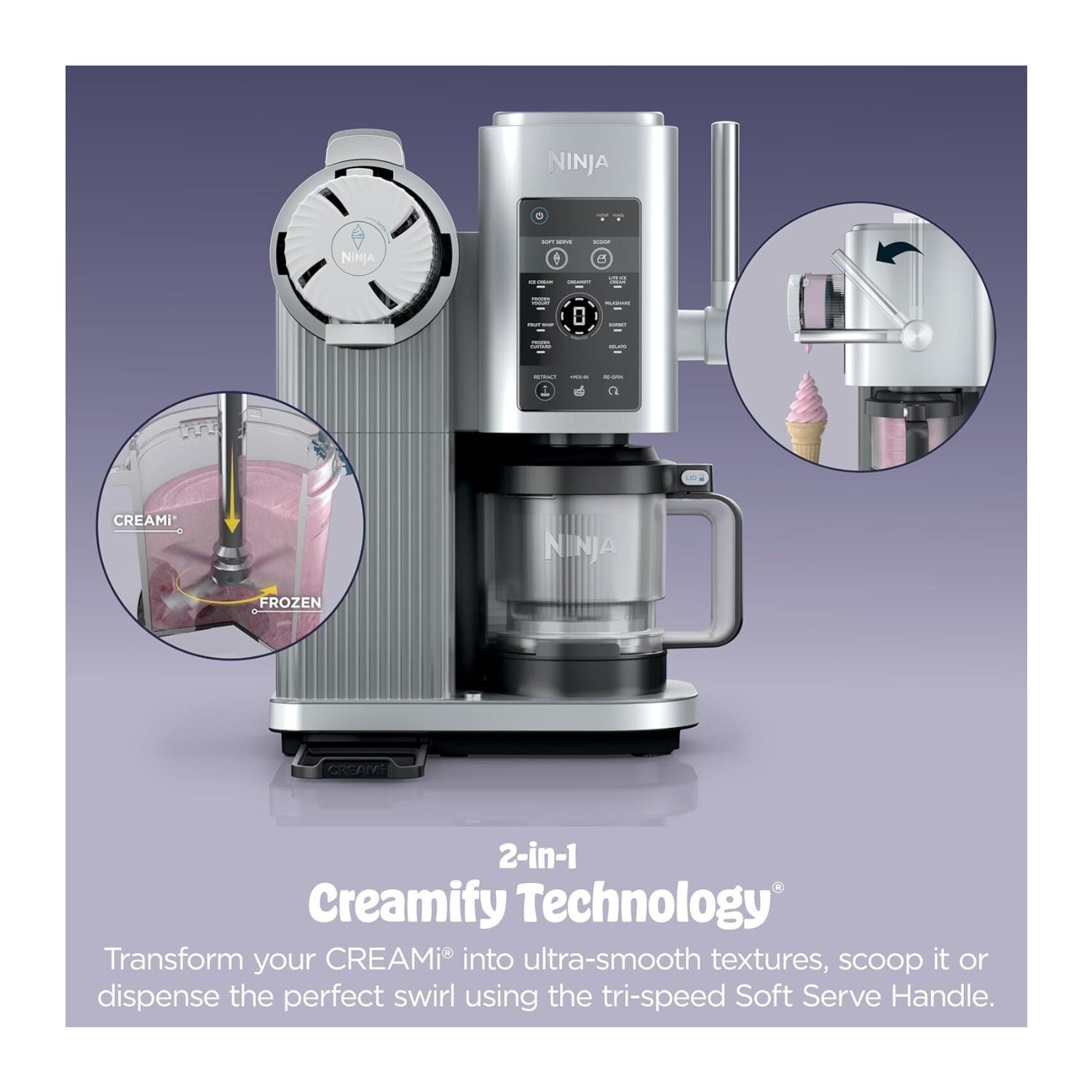 Ninja CREAMi NC701 13-in-1 Scoop and Swirl Ice Cream Maker (Silver)