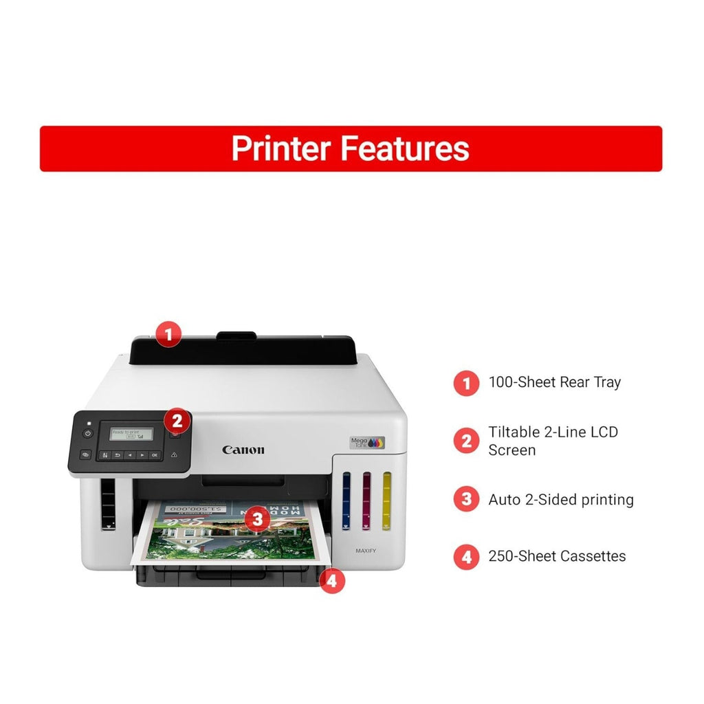 Canon MegaTank GX5120 Wi-Fi Inkjet Color Printer with Auto Duplex Printing White