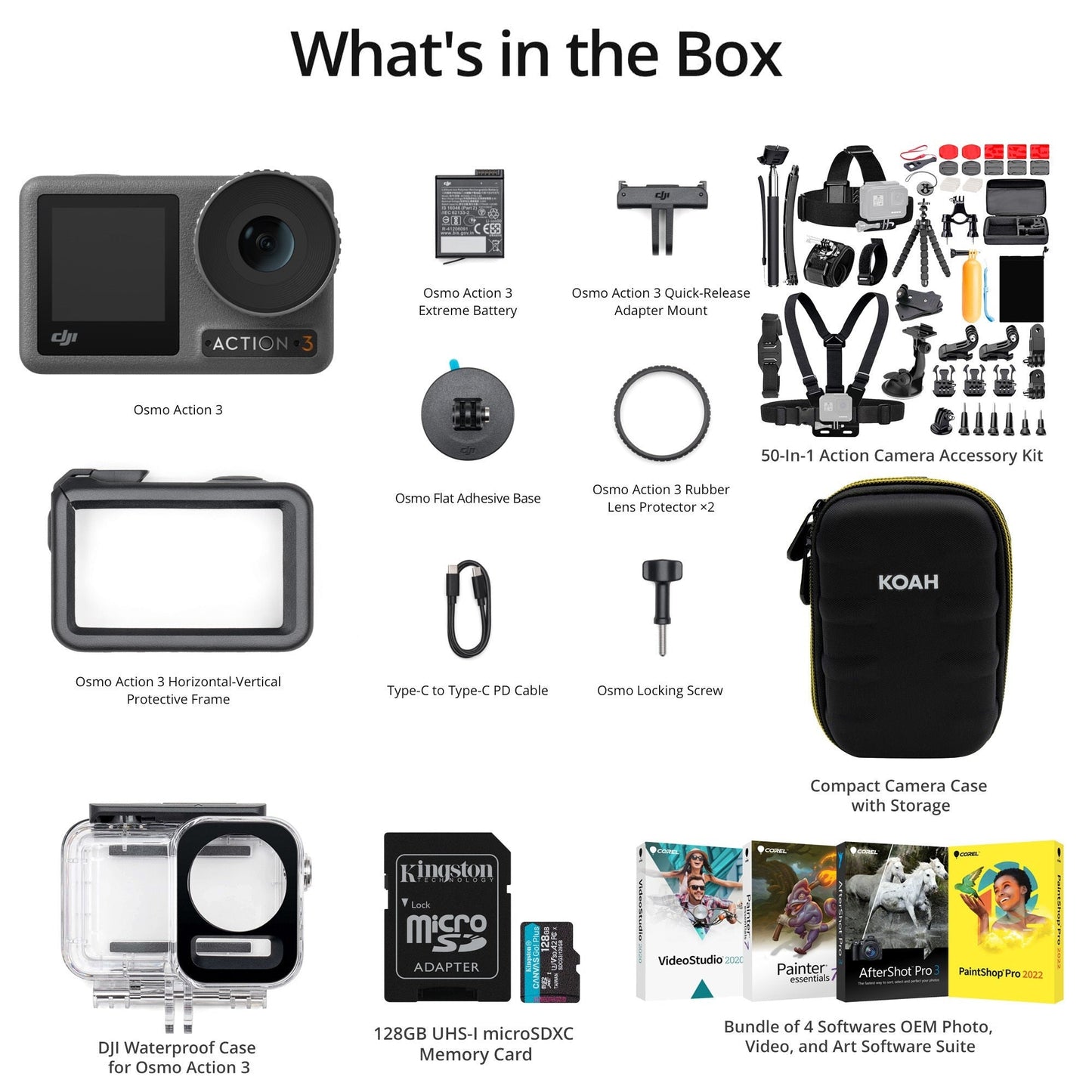 DJI Osmo Action 3 Camera Standard Combo Adventure Bundle - Sports and Action Camera with Accessories
