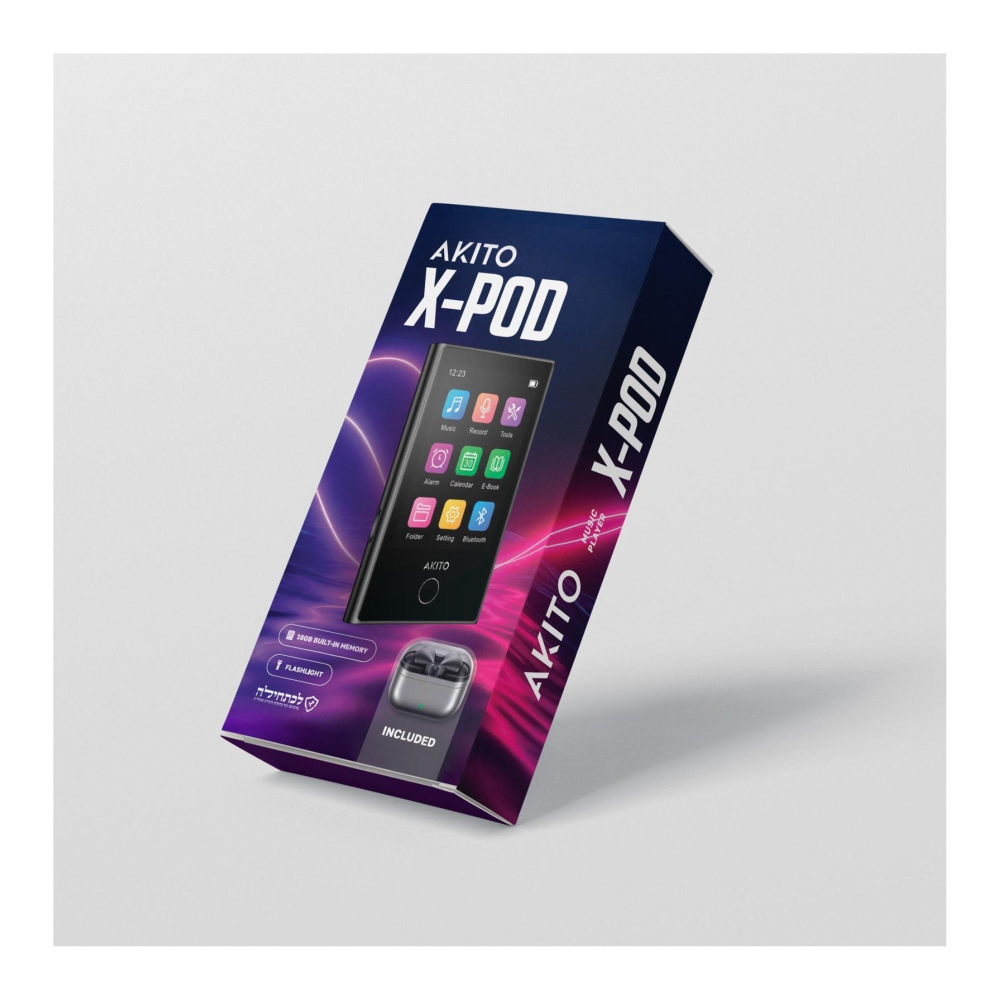 Akito X-POD Smart Bluetooth MP3 Player with Wireless Earbuds and Charging Case