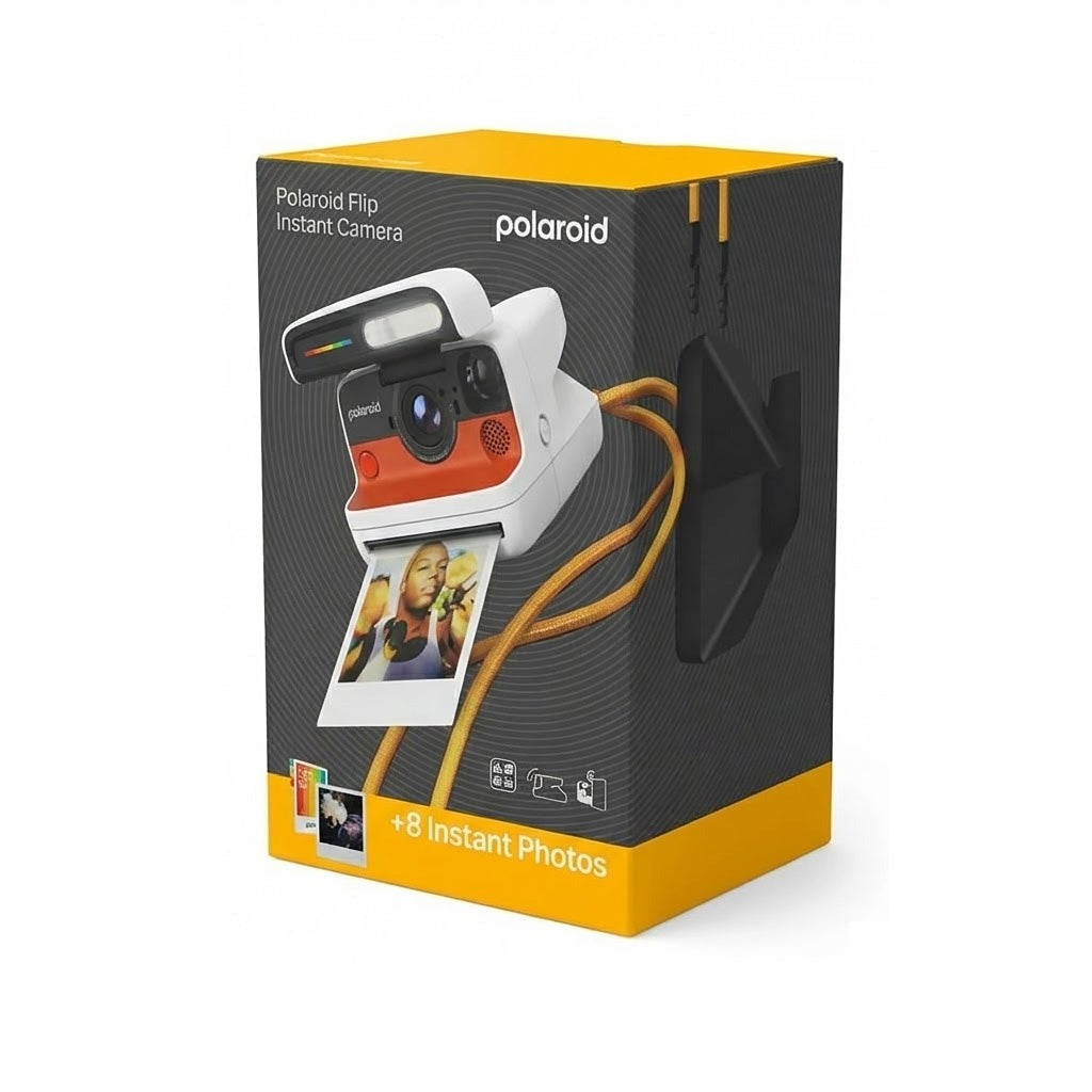 Polaroid Flip Instant Camera + Color Film Bundle (8 Photos) - White