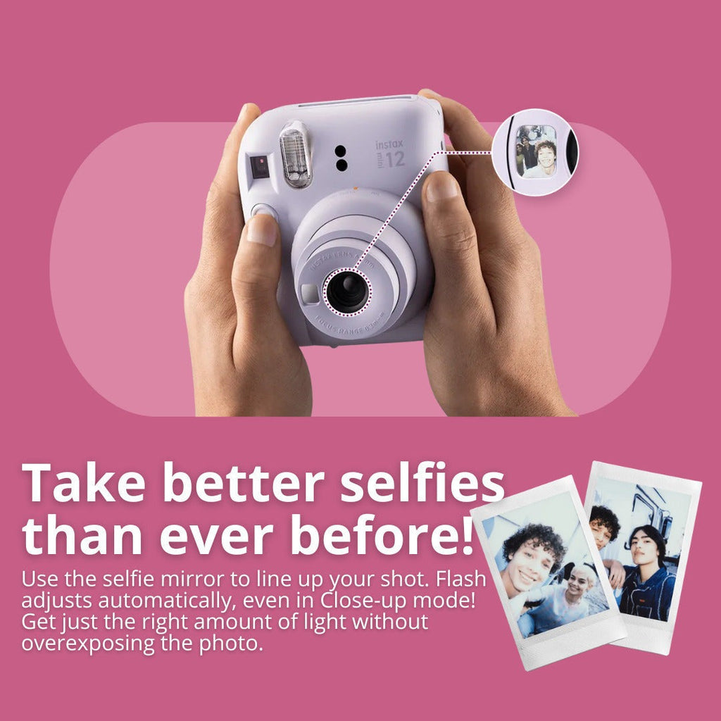 Fujifilm Instax Mini 12 with 60mm Lens (Lilac Purple) Bundle with Twin Film Pack