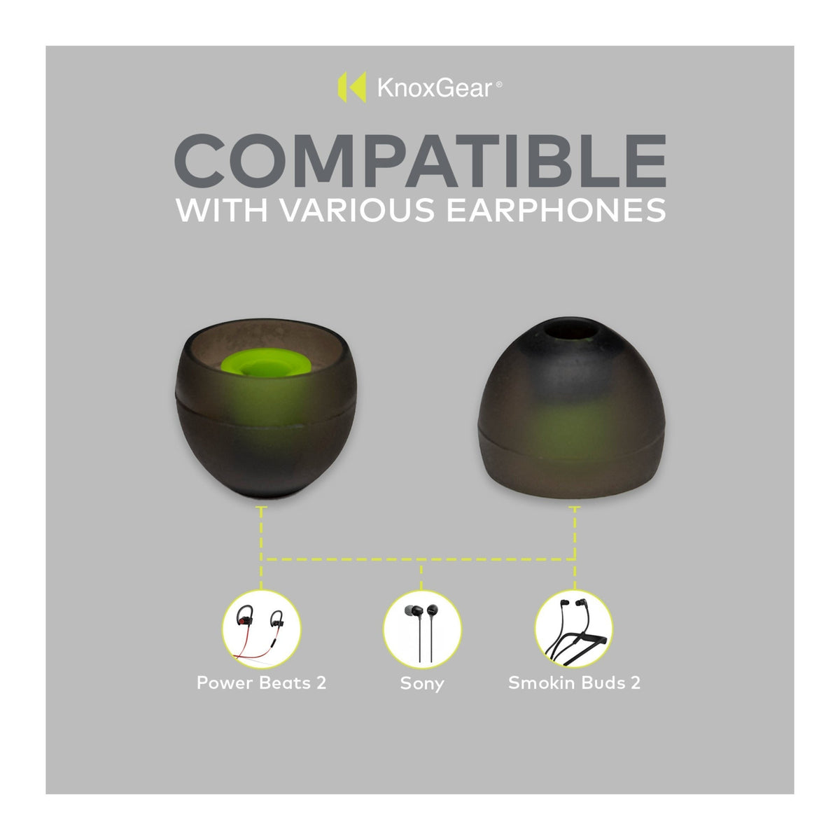 Knox Gear Silicone Earbud Replacement Tips for In-Ear Headphones (Black, 6-pack)
