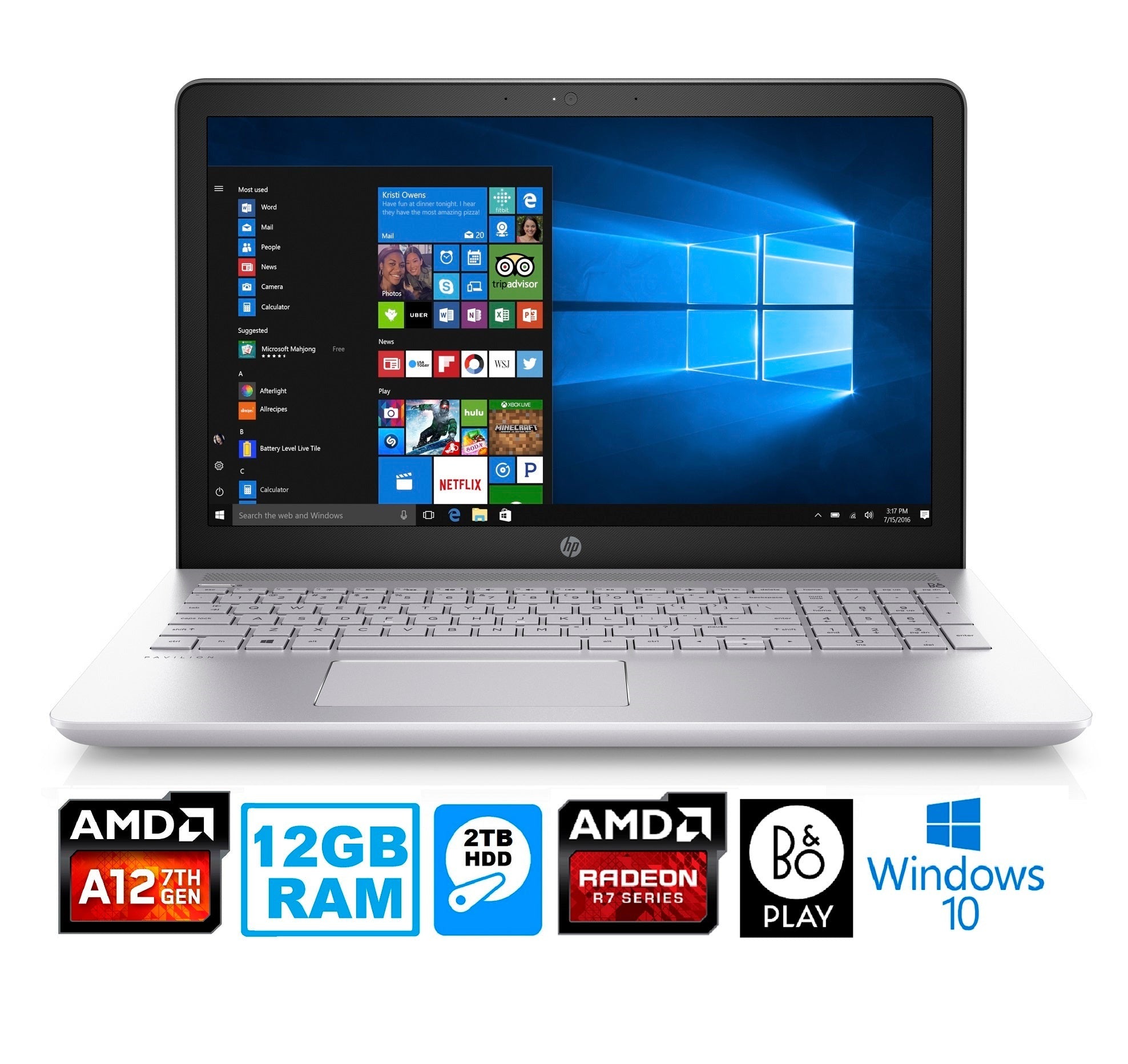 HP 17-AR007 17.3" HD+ Laptop, AMD A12-9720P, 12GB RAM, 2TB HDD (Certified Refurbished)
