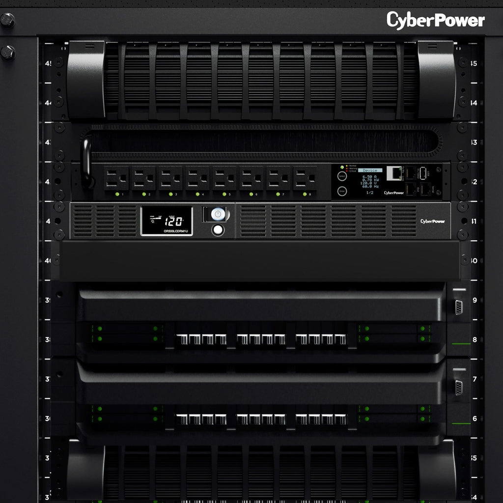 CyberPower OR500LCDRM1U UPS Backup and Surge Protector with 500VA/300W Capacity
