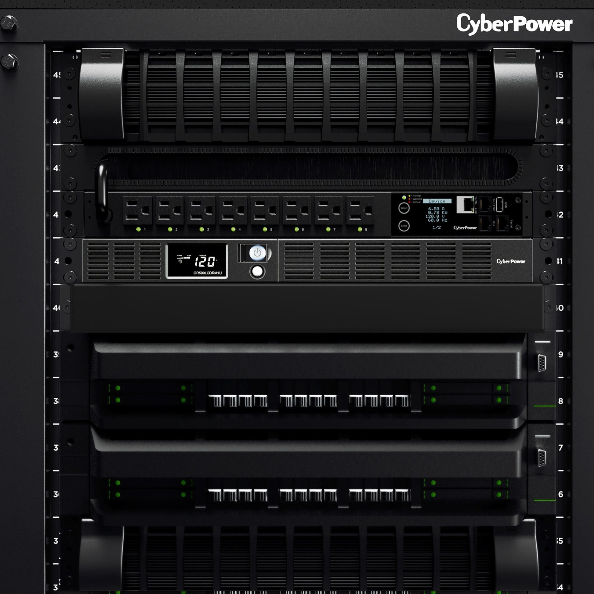 CyberPower OR500LCDRM1U UPS Backup and Surge Protector with 500VA/300W Capacity