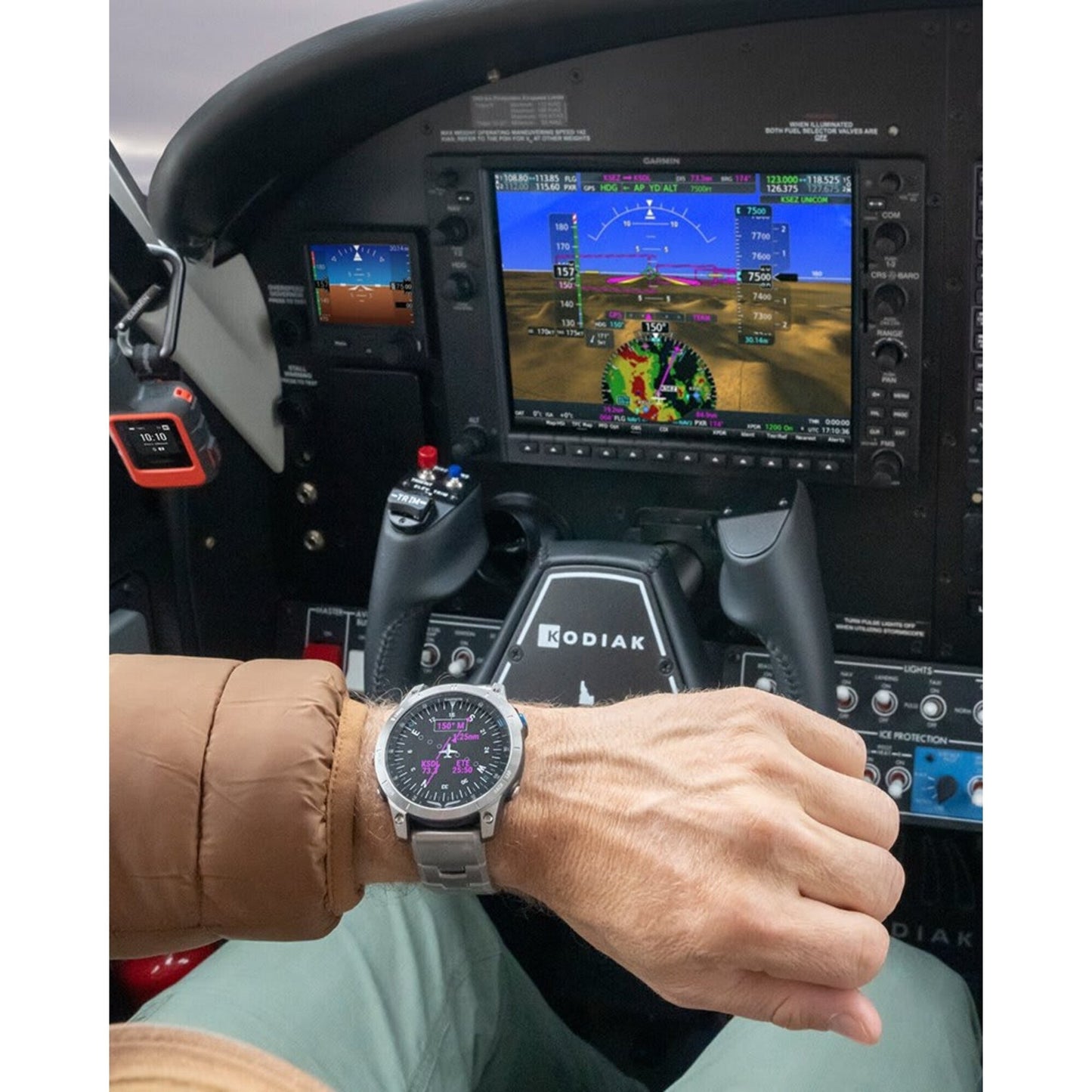 Garmin D2 Mach 1 Smartwatch with Vented Titanium Bracelet with Charger Stand and USB Cable Bundle