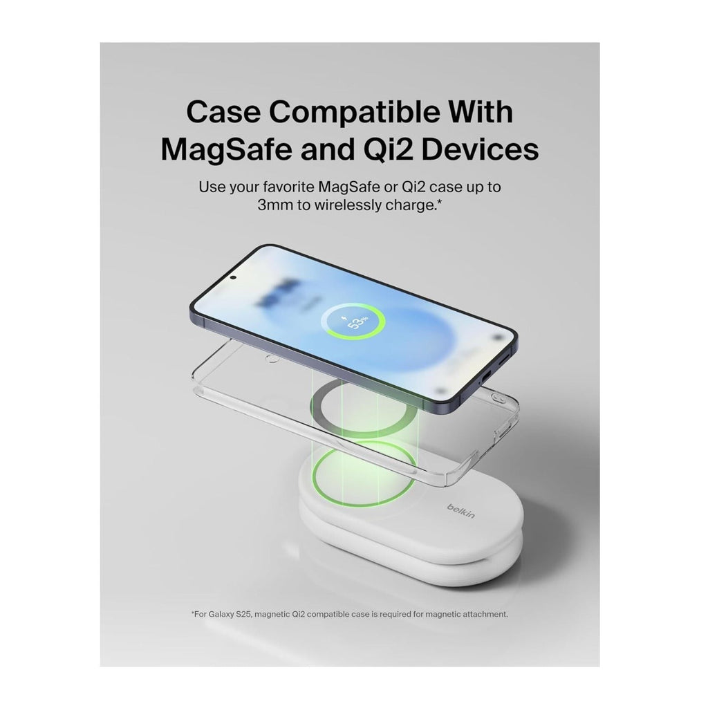 Belkin 2-in-1 Magnetic Foldable Wireless Charger 15W for IPhone (White)
