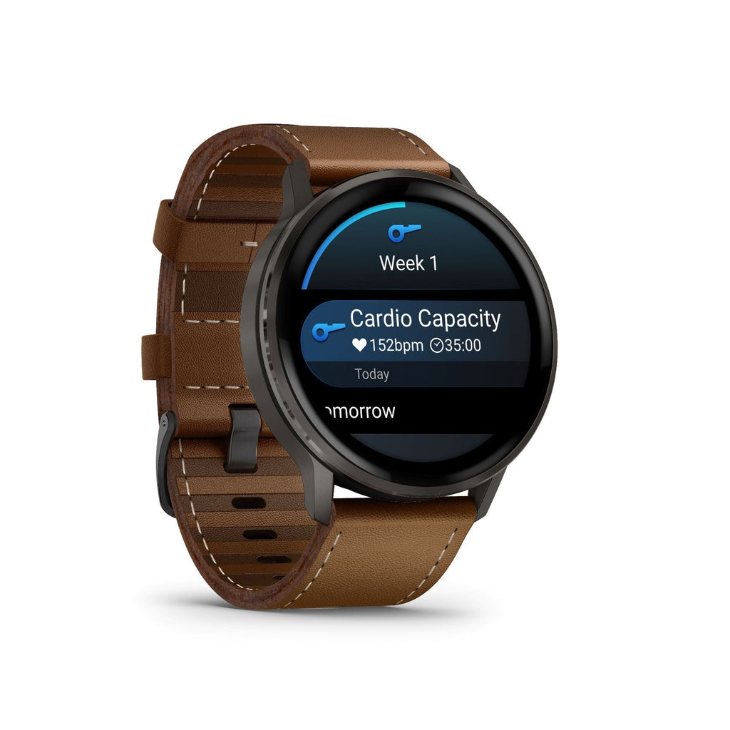 Garmin Venu 4 Smartwatch (Slate/Brown Leather)