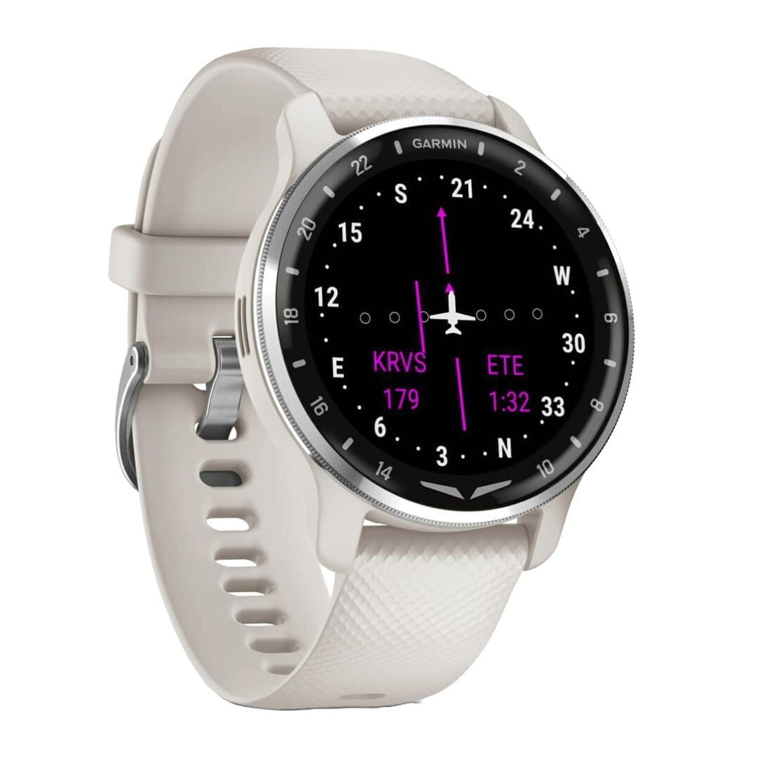 Garmin D2 Air X10 Touchscreen Aviator Smartwatch with Health and Fitness Features (Silver-Ivory)