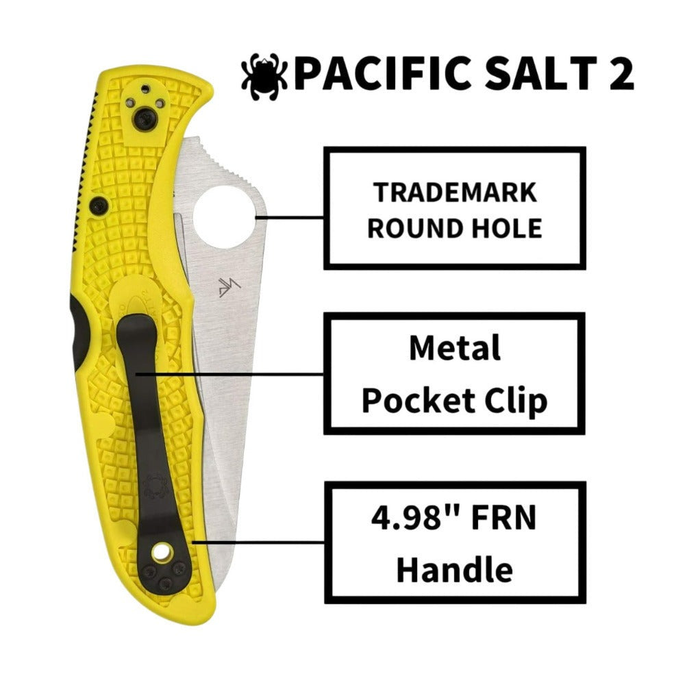 Spyderco Pacific Salt 2 Yellow Folding Knife with H1 PlainEdge Blade