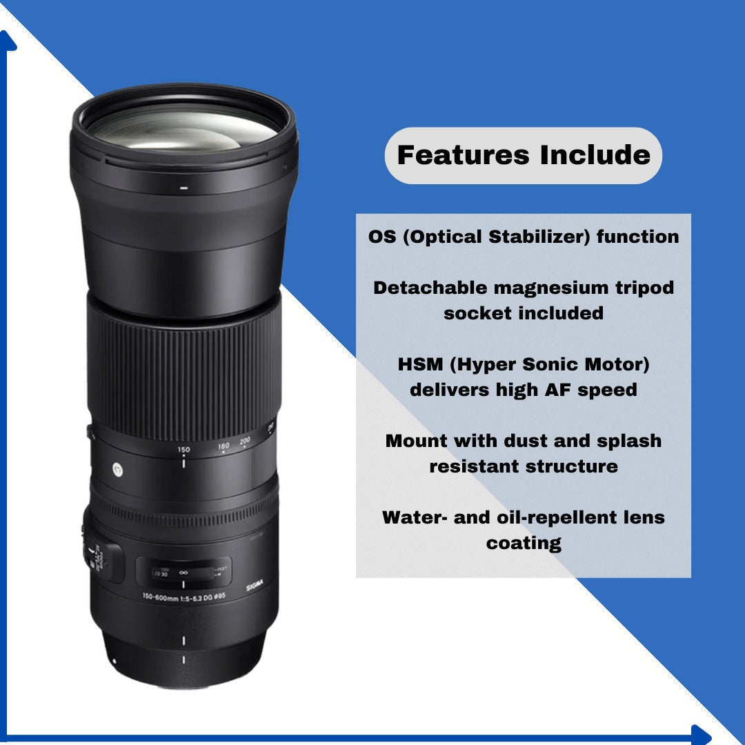 Sigma 150-600mm f/5-6.3 DG OS HSM Lens for Canon with USB Dock Bundle