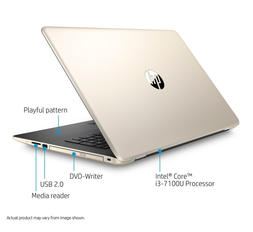 HP 17-bs021ds 17.3" HD+ Touchscreen Laptop, Intel Core i3-7100U, 2TB HDD, Gold (Refurbished)