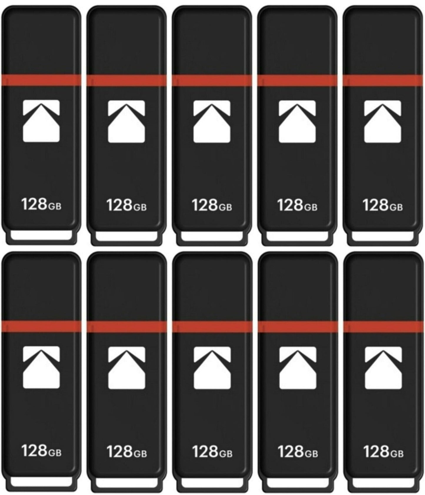 Kodak Classic K100 Cap and Body Series Universal Compatible USB2.0 128GB Flash Drive (10 Pack)