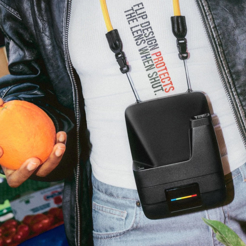Polaroid Flip Instant Camera + Color Film Bundle (8 Photos) - Black