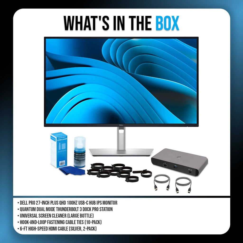 Dell Pro 27-Inch Plus QHD 100Hz USB-C Hub IPS Monitor Bundle
