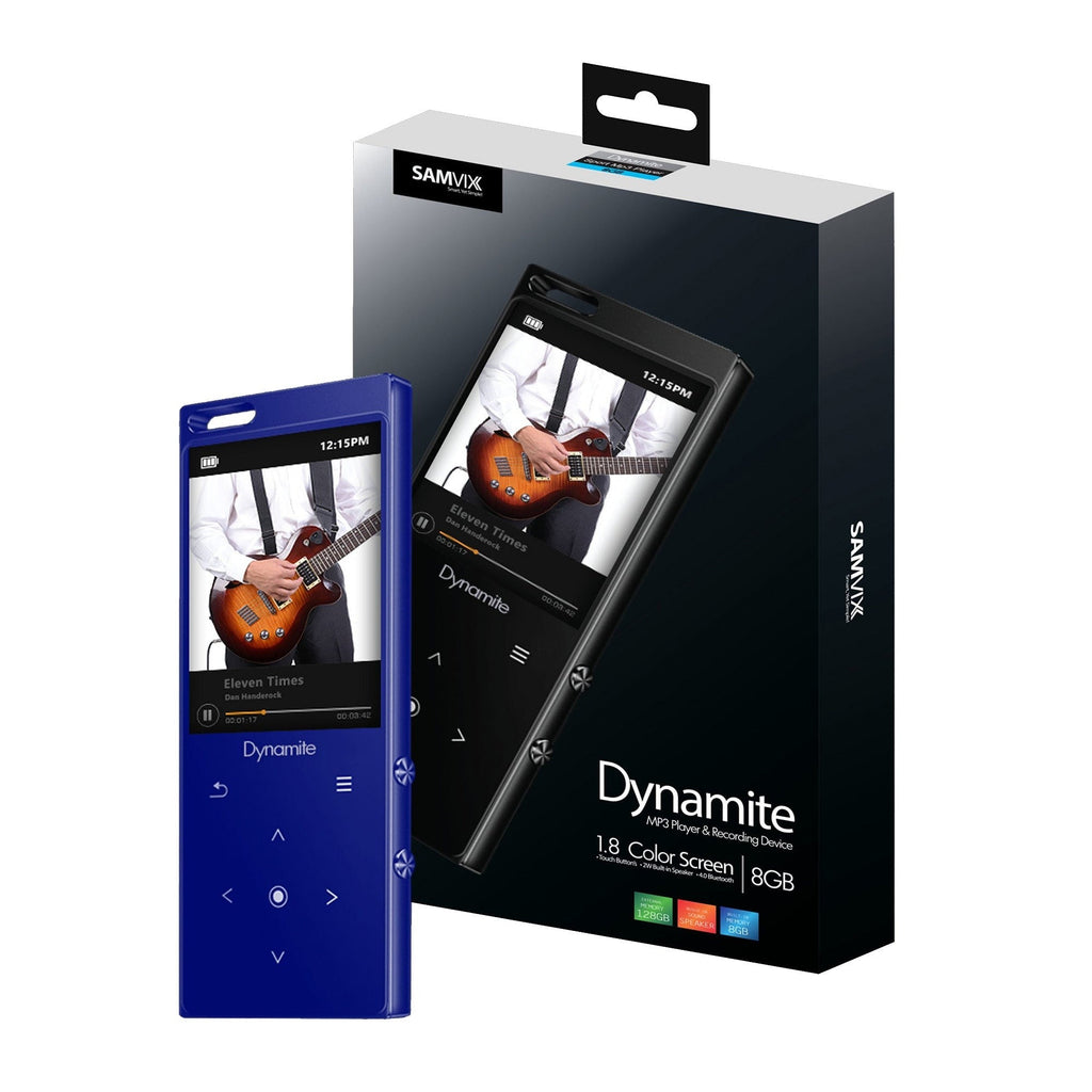 SAMVIX Dynamite Kosher MP3 Player 8GB w/ Bluetooth, Touch, Voice Recorder - Blue