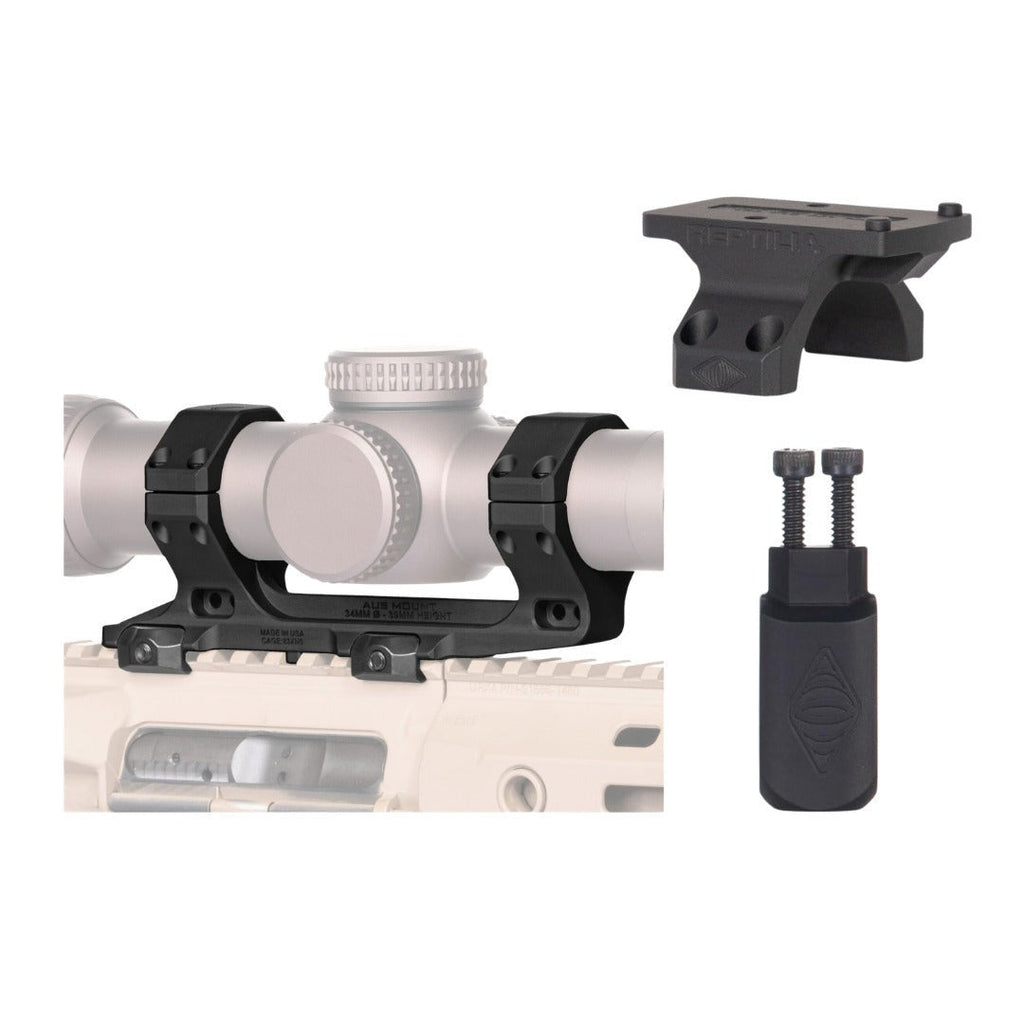 Reptilia AUS 34mm 39mm Scope Mount Hardcoat Anodized (Black) Bundle with ROF-90 & Bubble Level