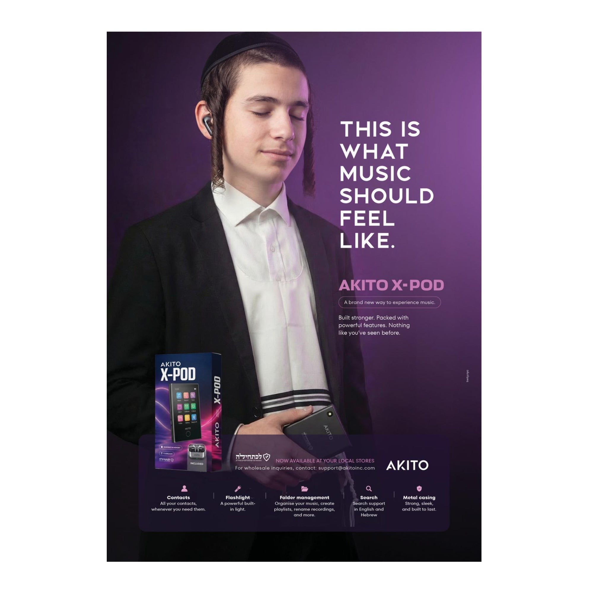 Akito X-POD Smart Bluetooth MP3 Player with Wireless Earbuds and Charging Case