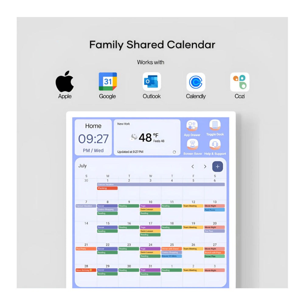 Cozyla Calendar Plus Gen 2 24-Inch LCD FamilyCalendar (White) Bundle