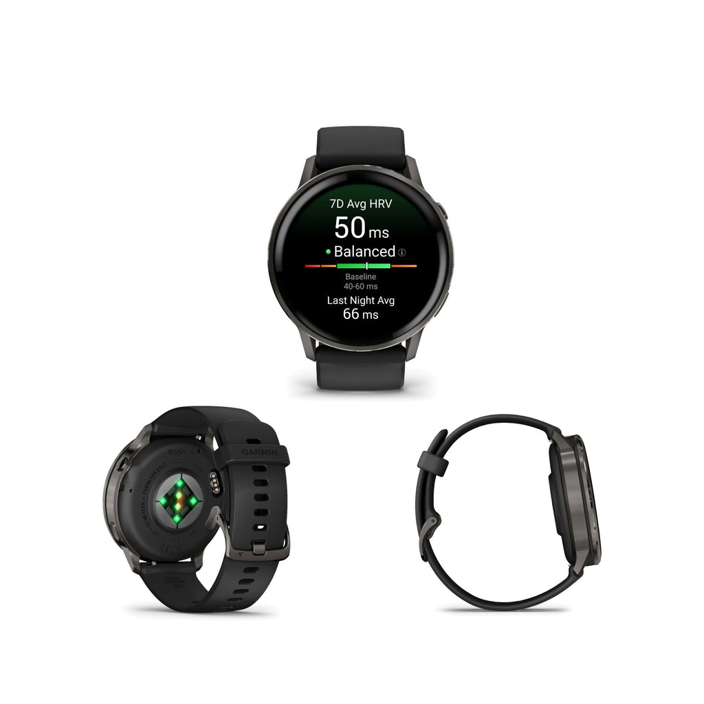 Garmin Venu 4 45mm AMOLED (Slate/Black) GPS Smartwatch with Earbuds Bundle