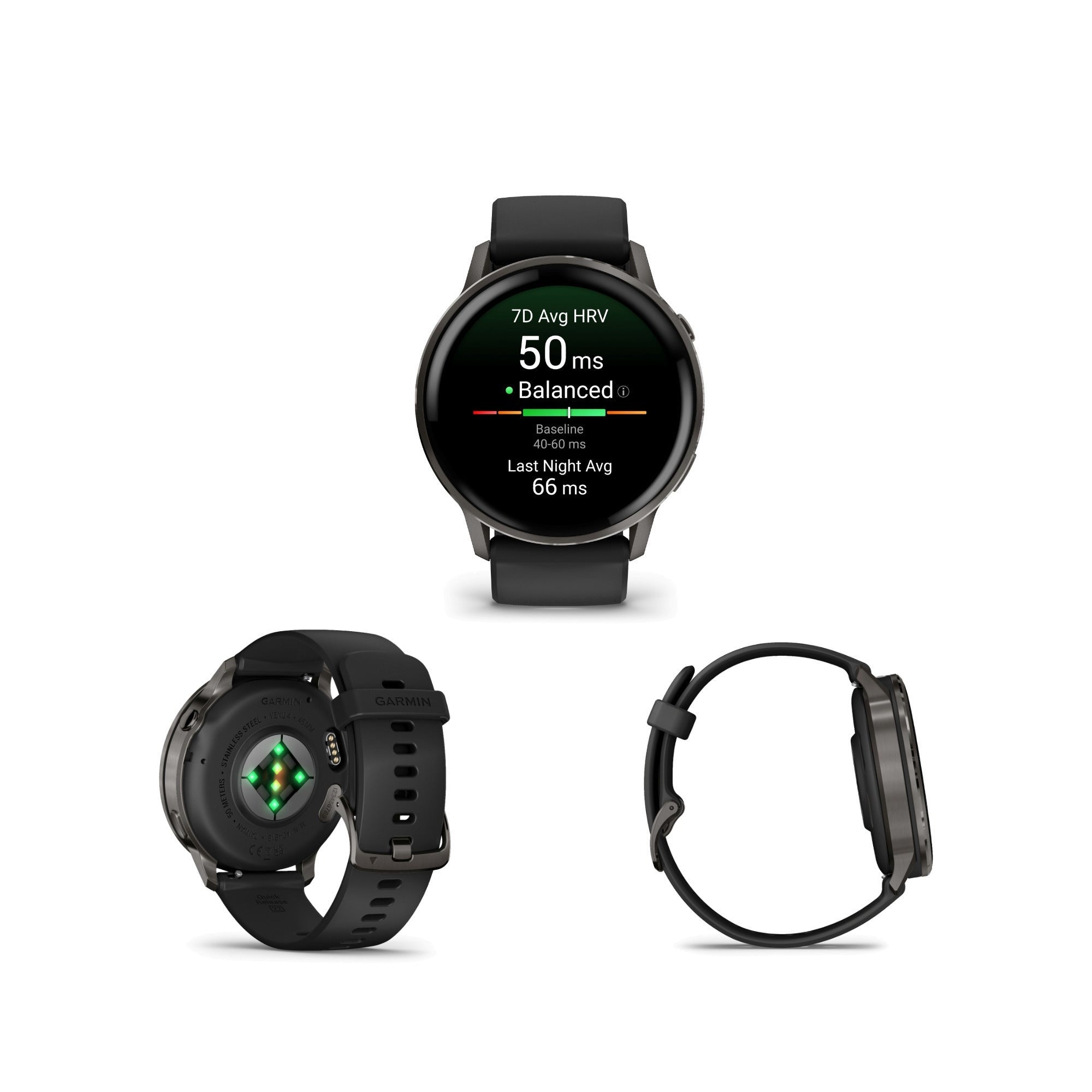 Garmin Venu 4 45mm AMOLED (Slate/Black) GPS Smartwatch with Earbuds Bundle