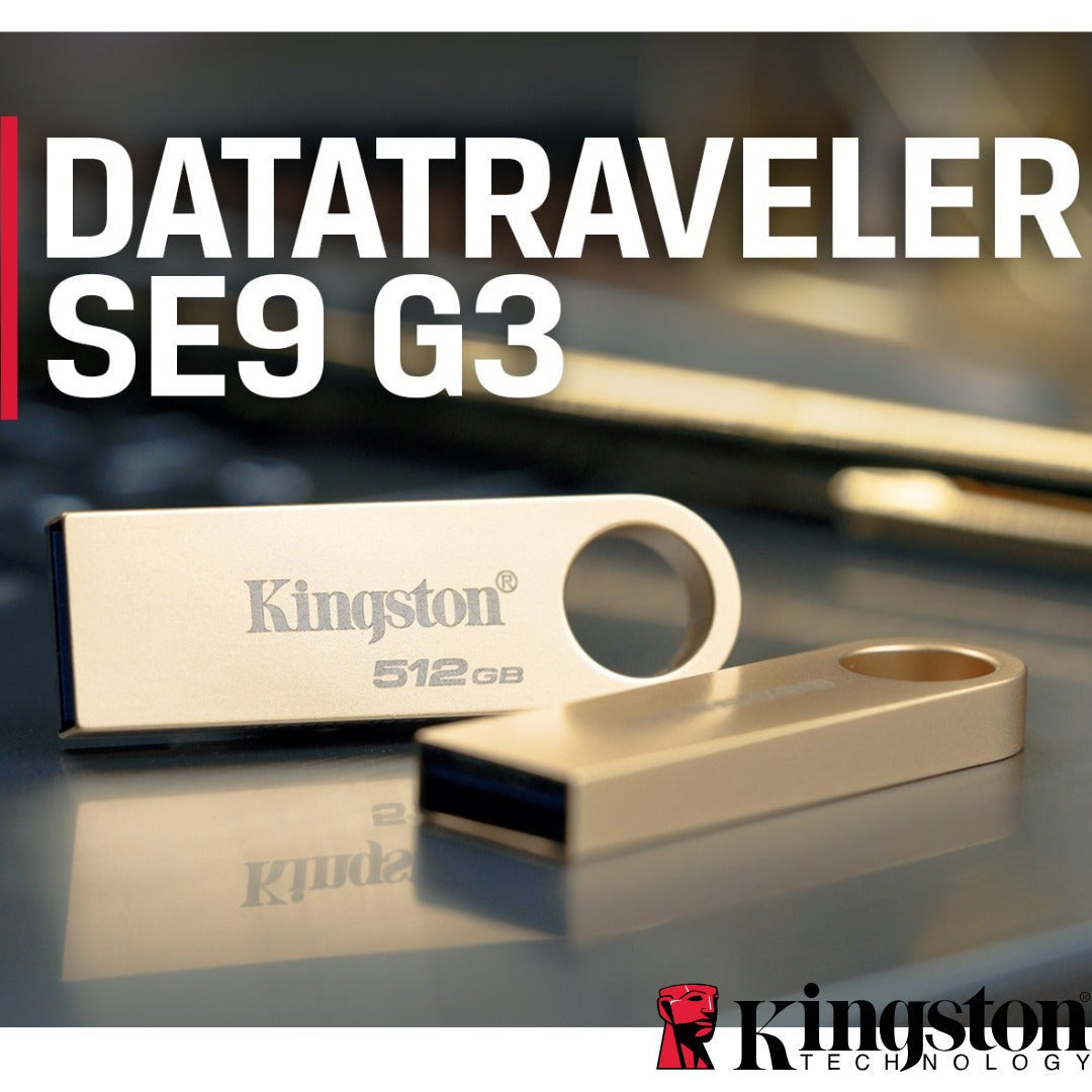 Kingston DataTraveler SE9 G3 USB 3.2 Gen 1 Flash Drive with Gold Casing (128GB) (3-Pack) Bundle