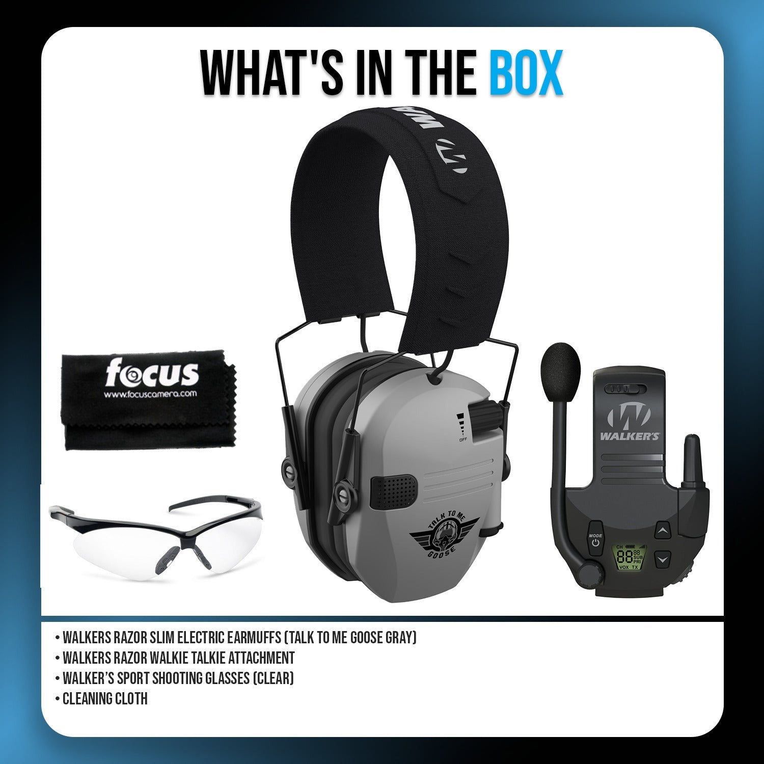 Walker's Razor Walkie Talkie Bundle with Ear Muffs and Accessories