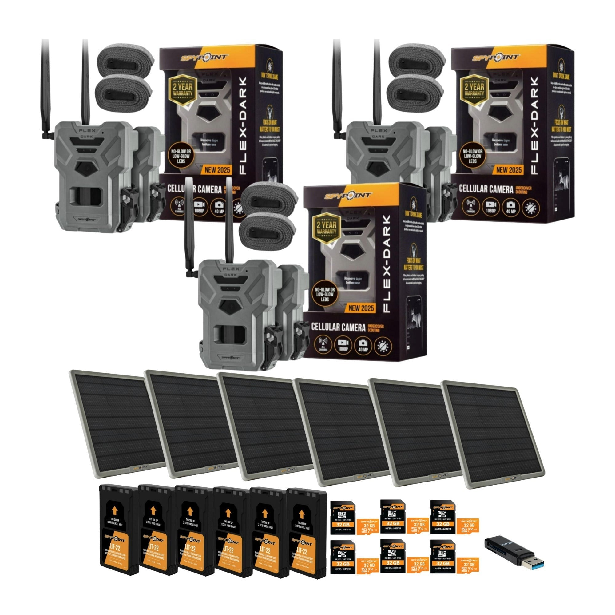 Spypoint FLEX-DARK GPS-Enabled Cellular Trail Camera with Solar Panel and Accs