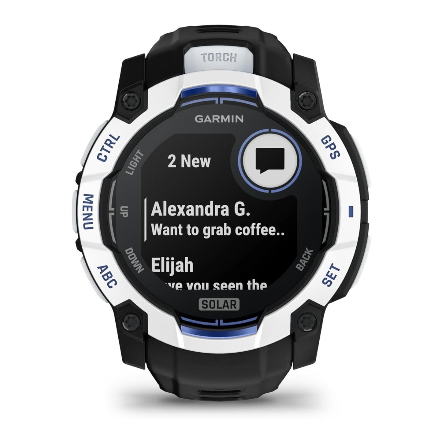 Garmin Instinct 3 50mm GPS Smartwatch (Whitestone/Black with Bolt Blue)