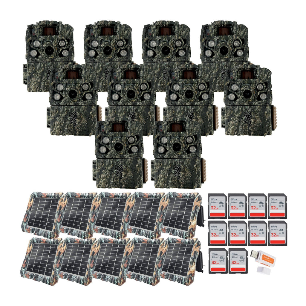 Browning Strike Force FHDR 40MP Trail Camera (10 Pack) Bundle with Solar Power Pack and Accessories