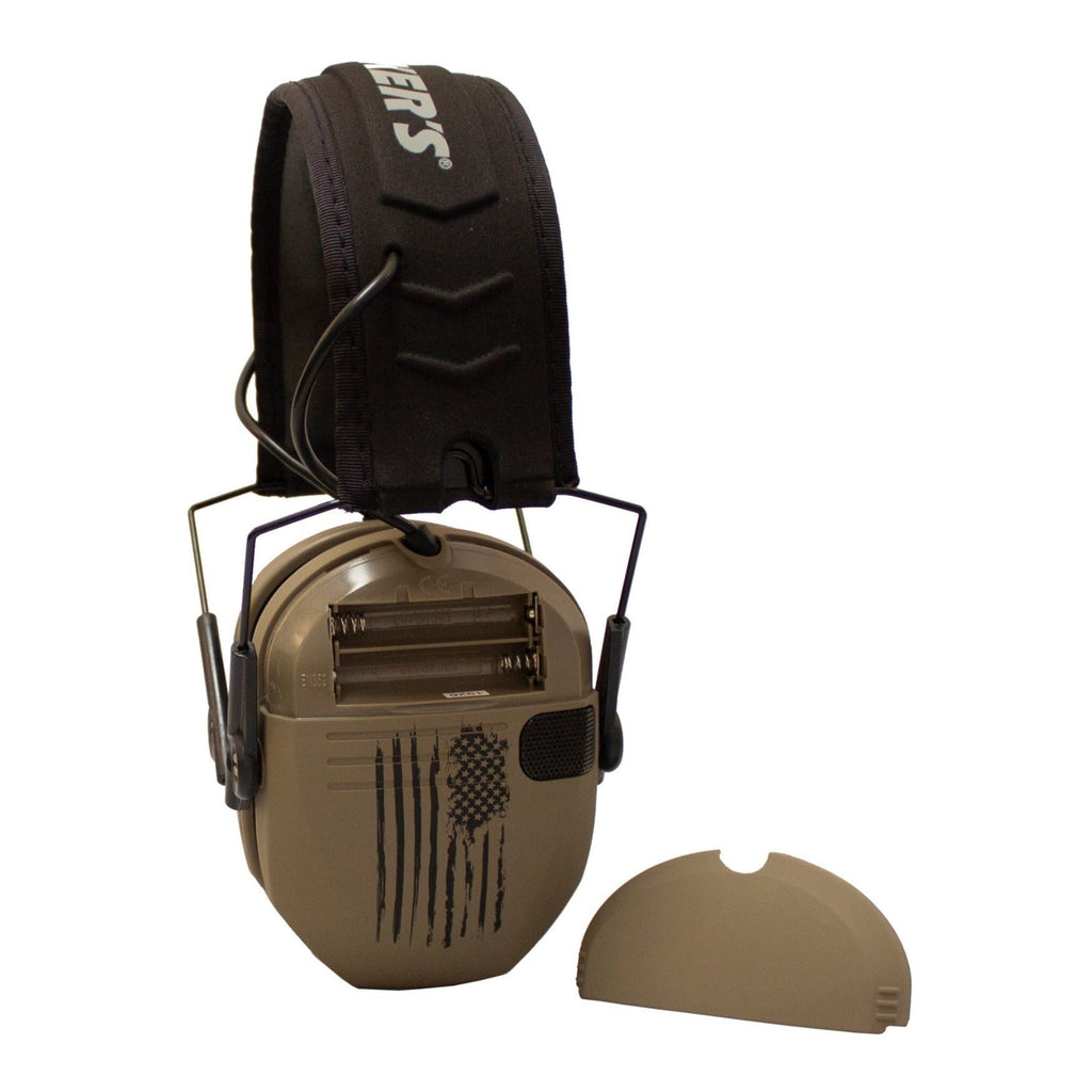 Walker's Razor Slim Electronic Shooting Hearing Protection Muff, Distressed Flag