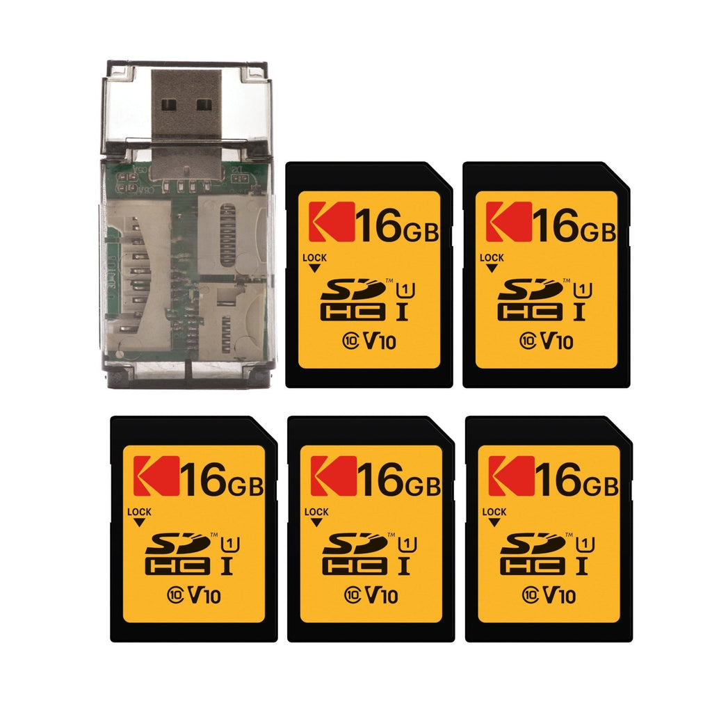 Kodak 16GB Class 10 UHS-I U1 SDHC Memory Card with Card Reader Bundle