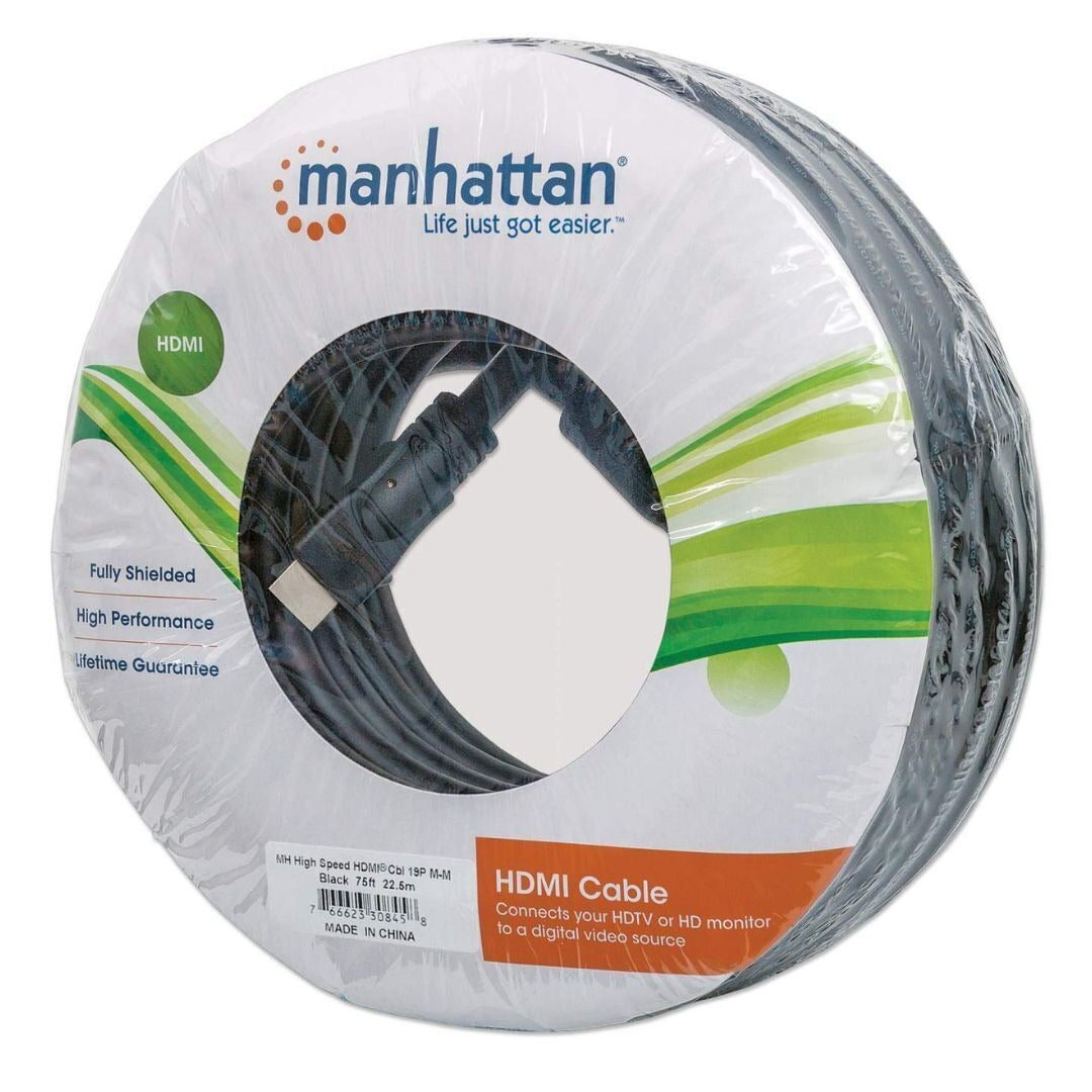 Manhattan HDMI Male to Male High Speed Shielded Cable, 75', Black